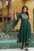 Green Silk Blend Embroidered Anarkali Suit Set VKSKD1218