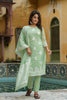  Women Green Woven Design Kurta Trousers With Dupatta