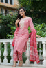  Women Pink Printed Kurta Trousers With Dupatta