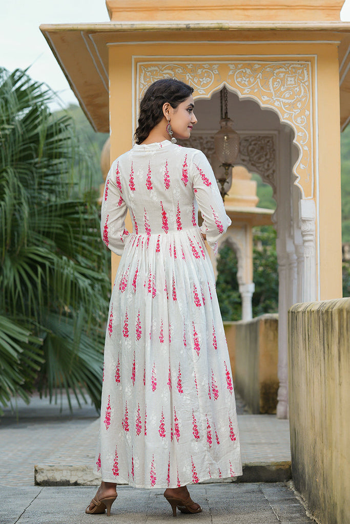 Off White Cotton Anarkali Kurti VCK1535