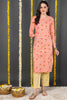 Women Coral Pink & Beige Printed Straight Kurta VCK1128