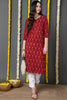 Printed Red Cotton Fabric Kurti VCK1236