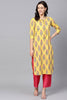   Casual Wear Cotton Yellow Color Printed Trendy Kurti