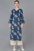 Women Rayon Blend Printed Simple Function Wear Navy Blue Color Kurti VCK1286