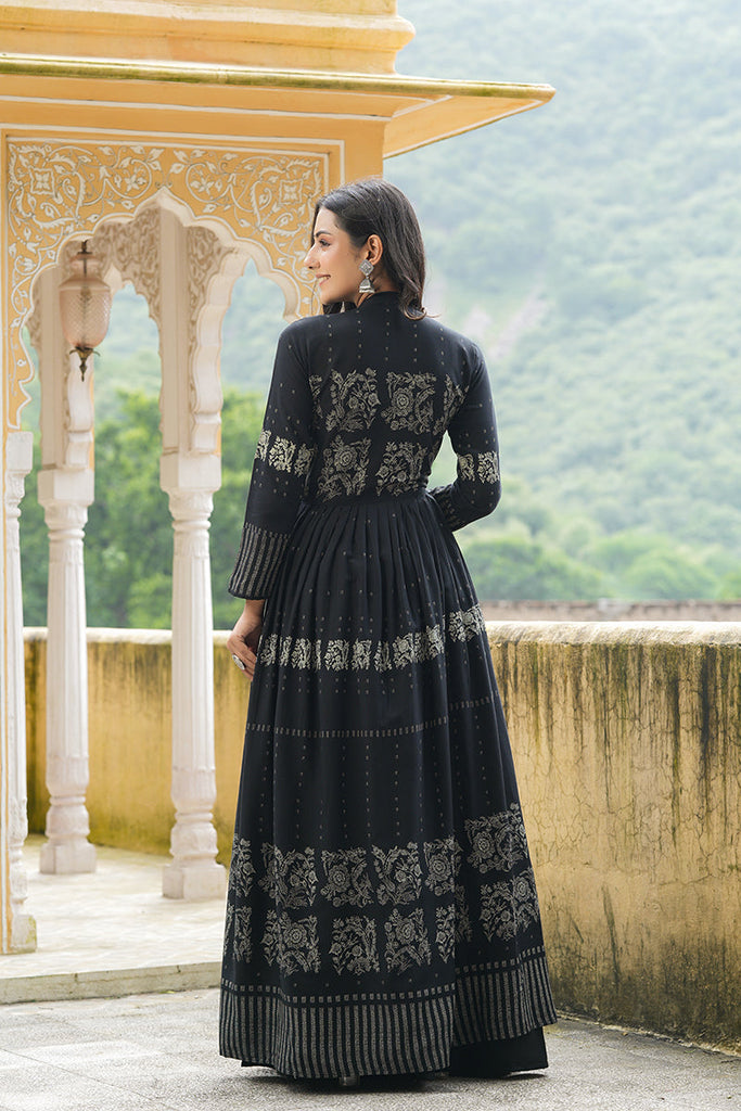   Cotton Printed Simple Function Wear Black Color Kurti