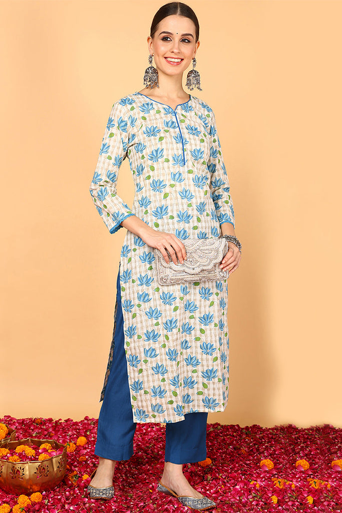 White Cotton Straight Kurta VCK1633