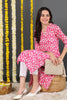 Women Pink & White Screen Printed Straight Kurta VCK1637