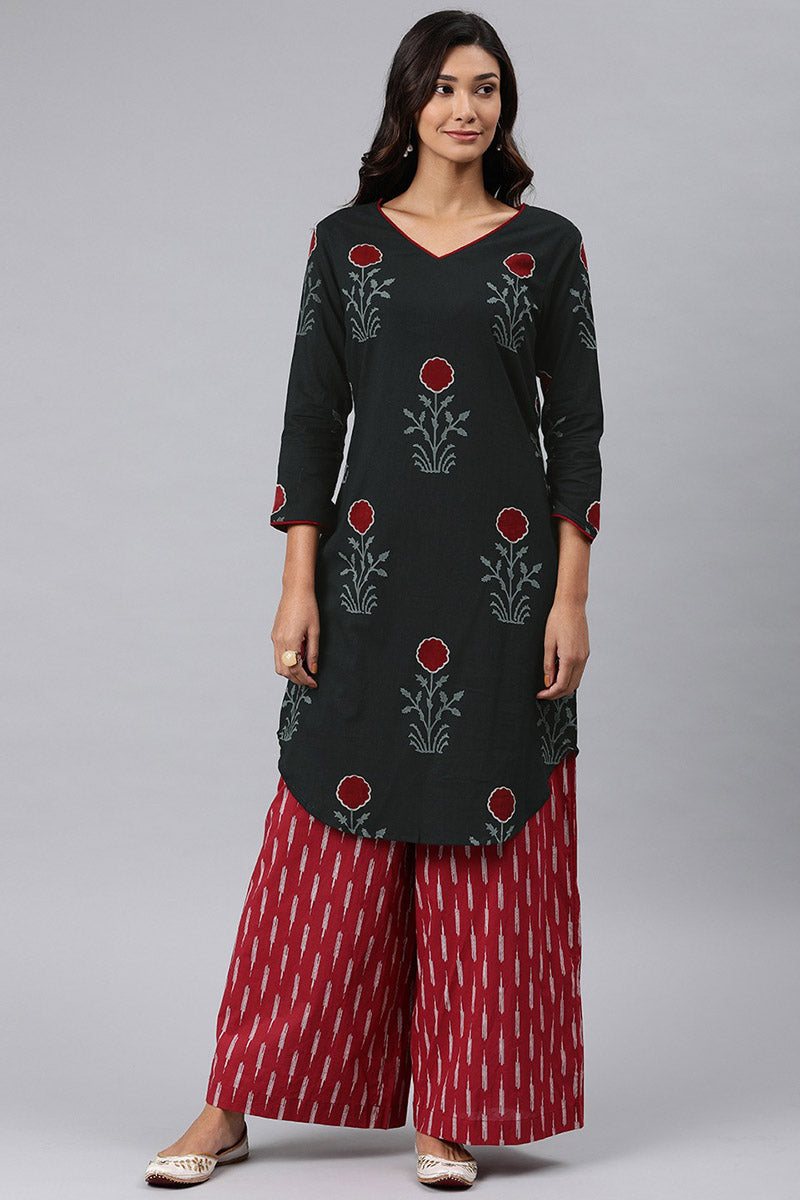  Women Black Floral Printed Floral Kurta