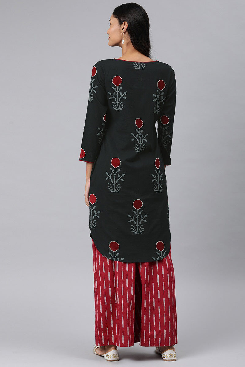  Women Black Floral Printed Floral Kurta