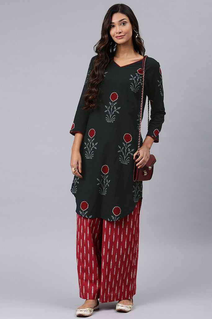  Women Black Floral Printed Floral Kurta