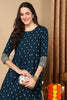 Navy Blue Viscose Rayon Geometric Printed Flared Kurta VCK8163