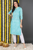 Blue Cotton Straight Kurta VCK8188