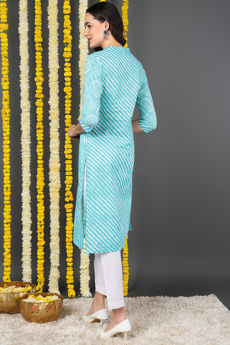 Blue Cotton Straight Kurta VCK8188