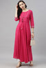  Women Pink Silve Toned Printed Kurta