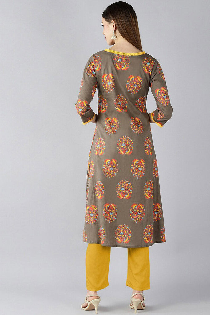  Women Brown Floral Printed Kurta