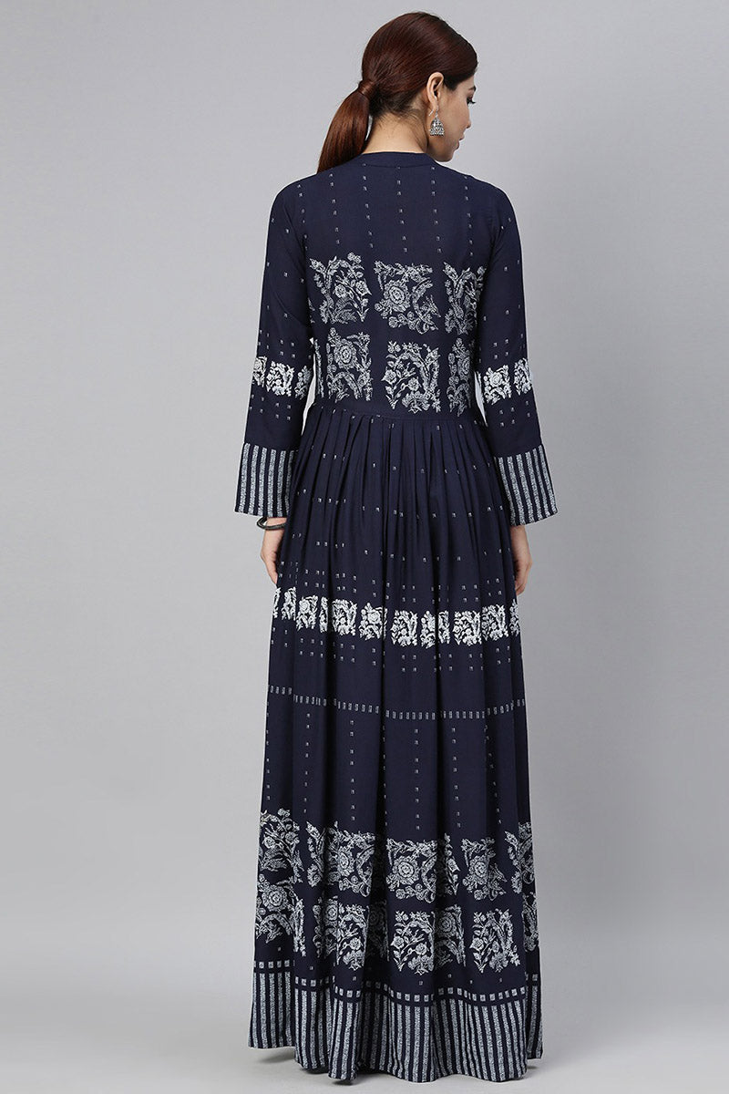  Women Navy Blue Floral Printed Kurta