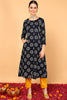 Navy Blue Cotton A-Line Kurta VCK8502