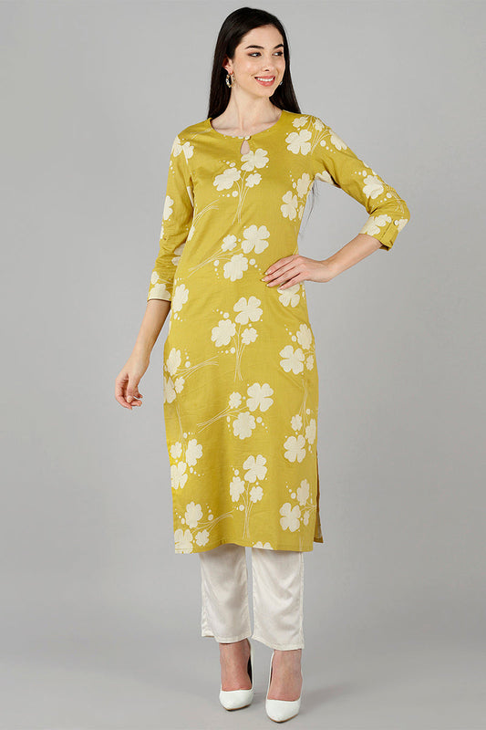  Women Yellow Floral Kurtas