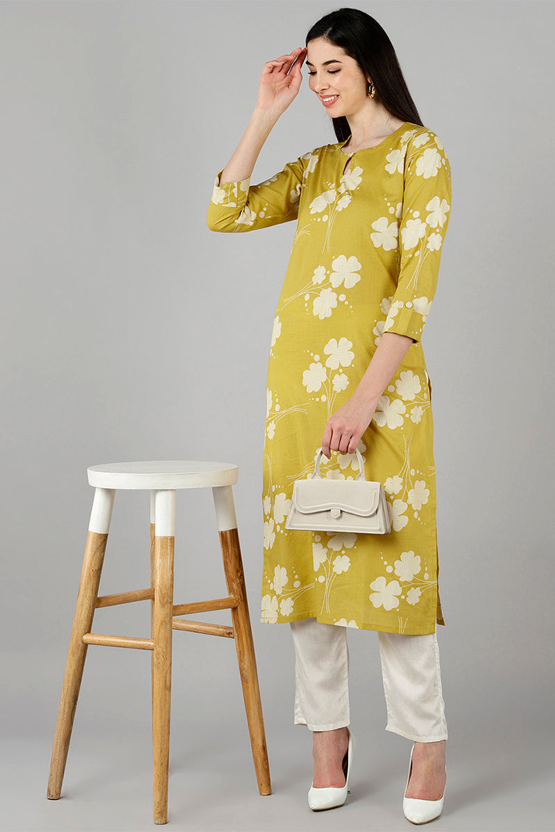  Women Yellow Floral Kurtas