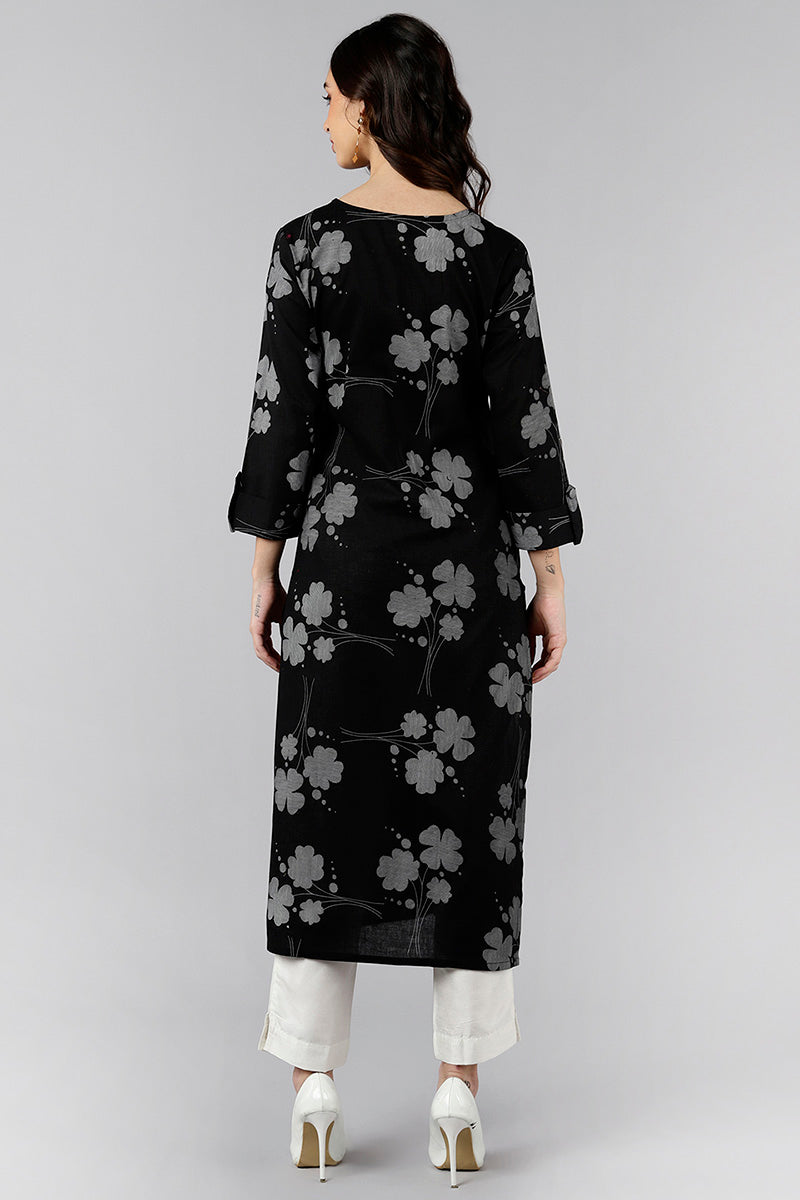  Women Black Floral Kurtas.