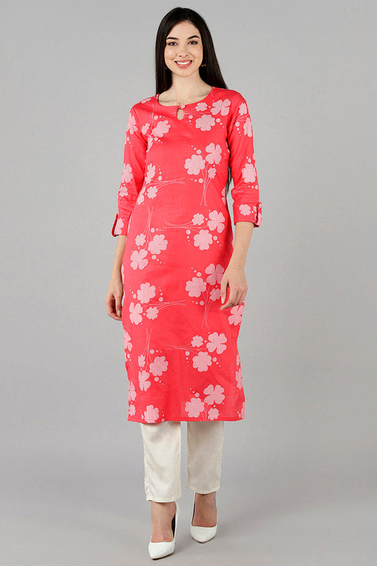  Women Pink Floral Kurtas