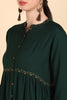   Women Green Yoke Design Flared Sleeves Thread Work Anarkali Kurta