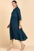 Teal Yoke Design Flared Sleeves Thread Work Anarkali Kurta