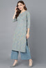  Women Blue Cotton Printed Kurta