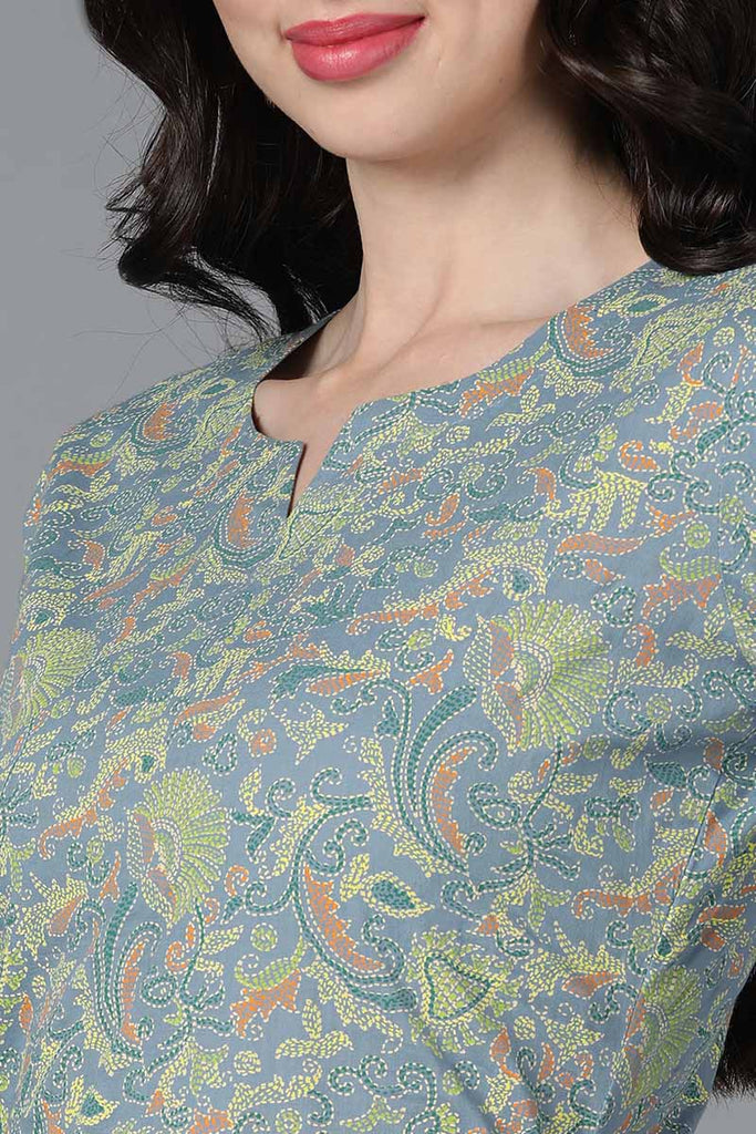  Women Blue Cotton Printed Kurtas 