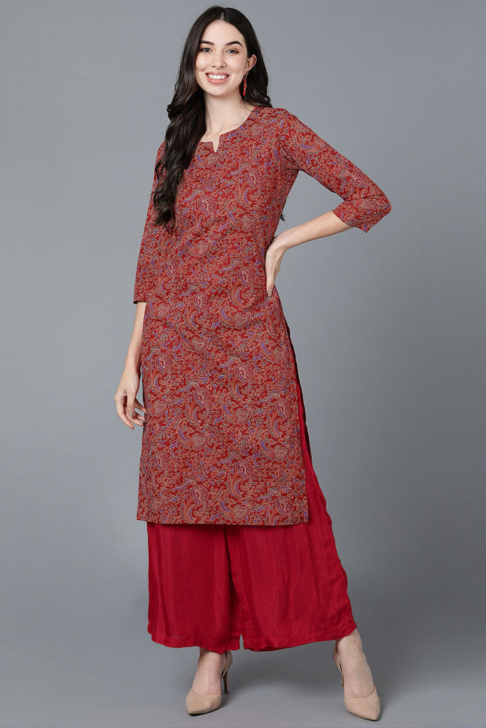  Women Red Cotton Printed Kurtas 