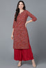  Women Red Cotton Printed Kurtas 