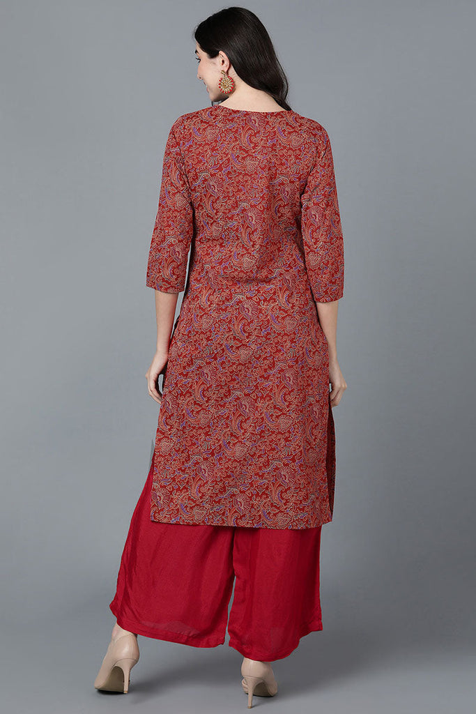  Women Red Cotton Printed Kurtas 