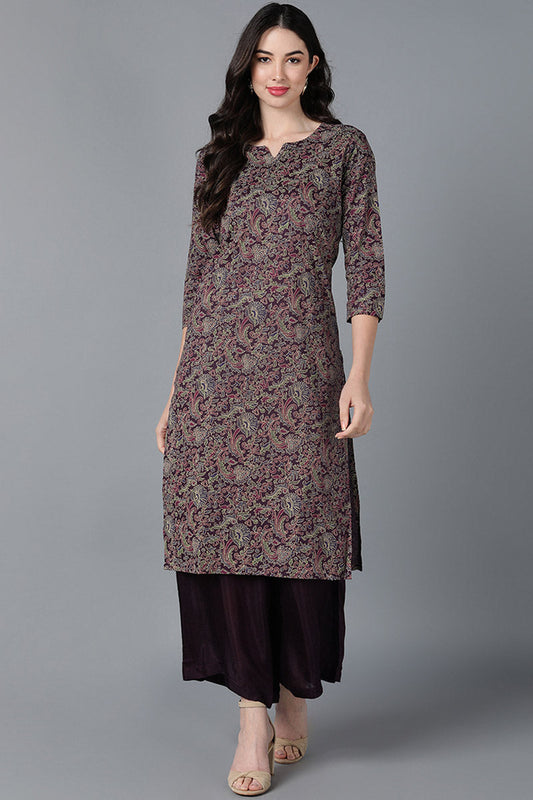  Women Purple Cotton Printed Kurtas 