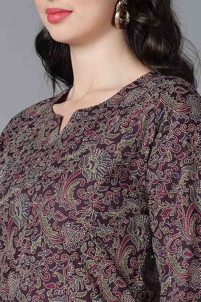  Women Purple Cotton Printed Kurtas 