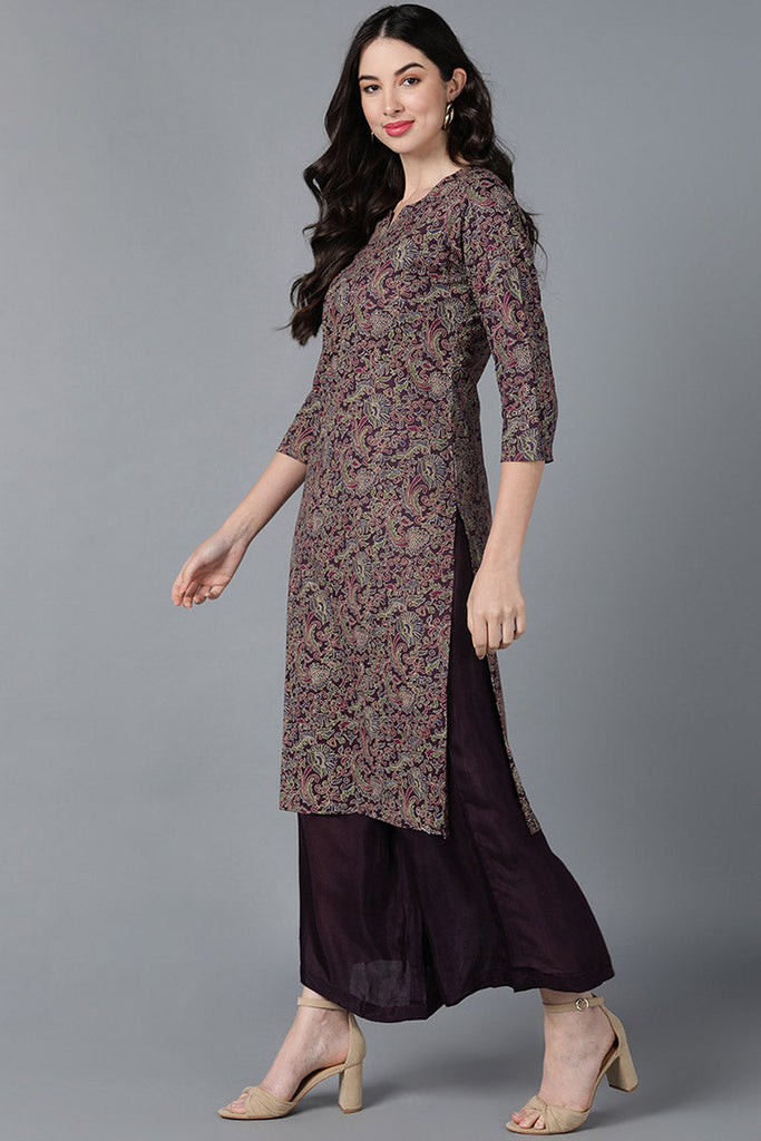  Women Purple Cotton Printed Kurtas 