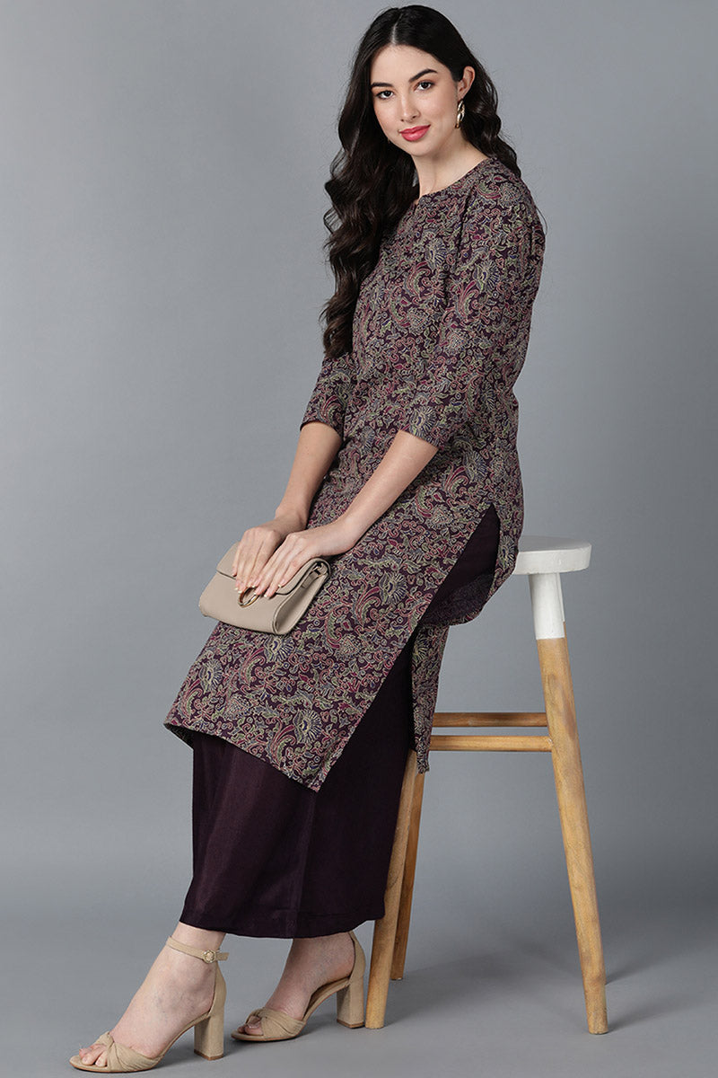  Women Purple Cotton Printed Kurtas 