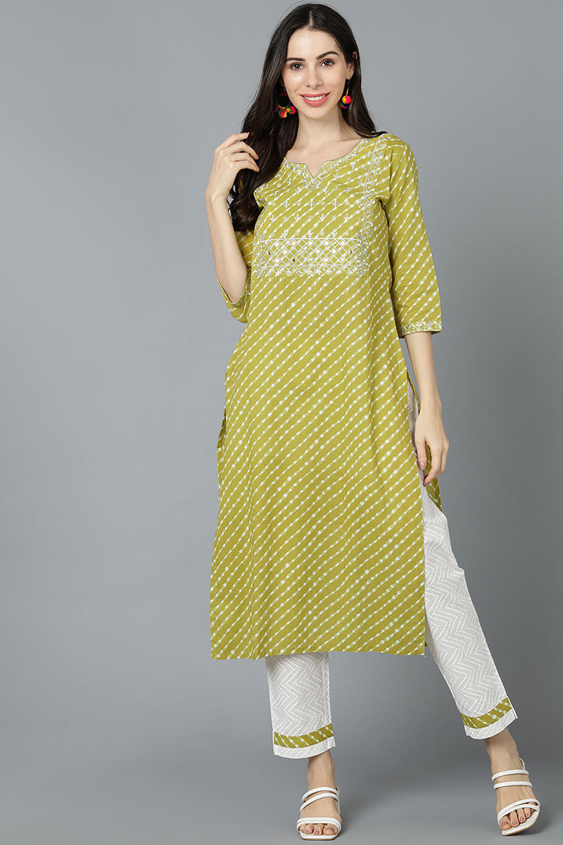  Women Yellow Cotton Striped Kurtas 