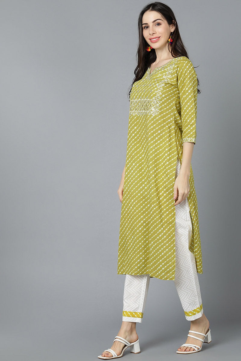  Women Yellow Cotton Striped Kurtas 