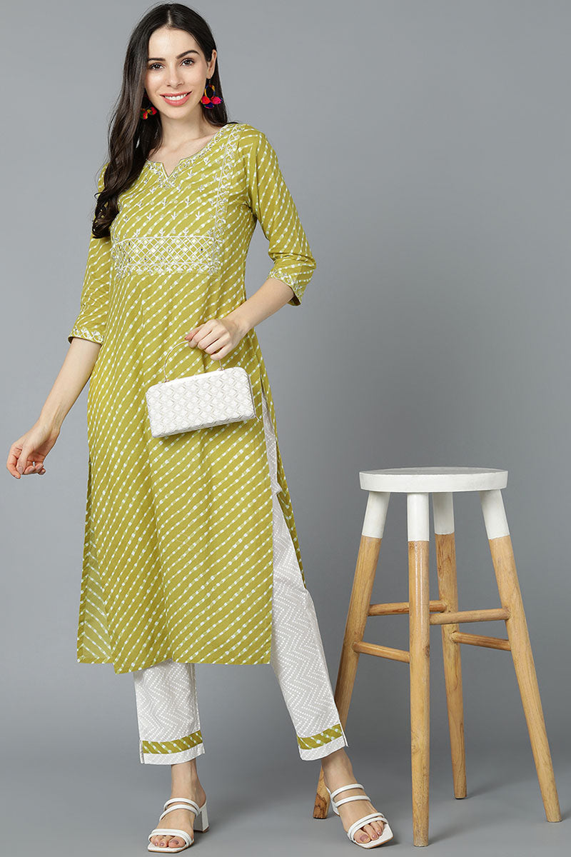  Women Yellow Cotton Striped Kurtas 