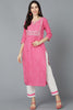  Women Pink Cotton Striped Kurtas 