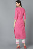  Women Pink Cotton Striped Kurtas 