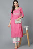  Women Pink Cotton Striped Kurtas 