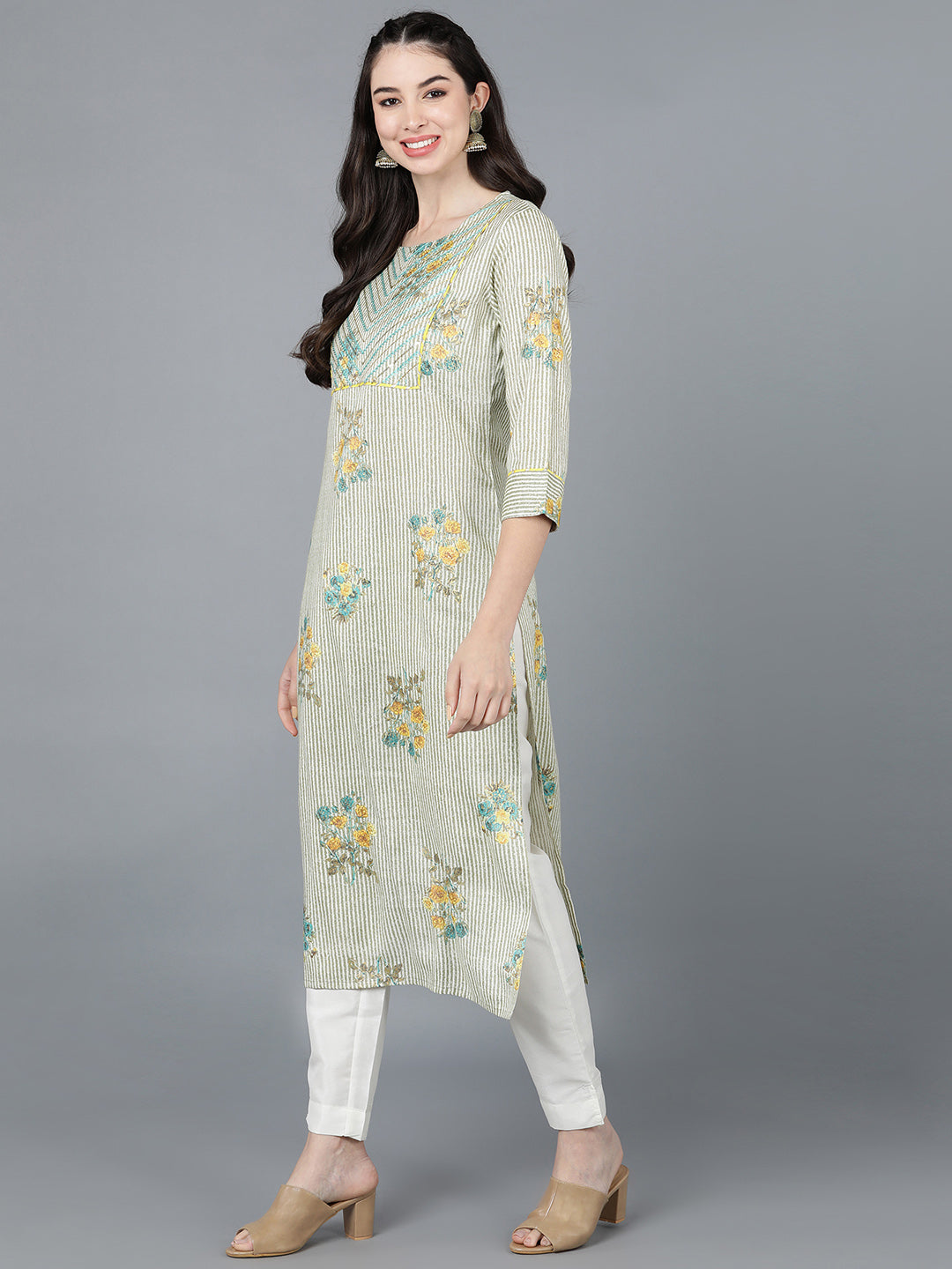 Beige Cotton Straight Kurta VCK8575