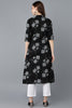  Women Black Cotton Printed Kurta