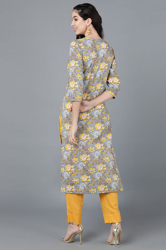  Women Cotton Grey Printed Kurtas 