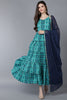  Women Teal Chiffon Geometric Printed Kurtas 