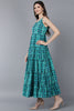  Women Teal Chiffon Geometric Printed Kurtas 