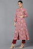   Women Mauve Ethnic Motifs Printed Cotton Kurta