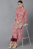   Women Mauve Ethnic Motifs Printed Cotton Kurta