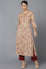   Women Beige Floral Printed Cotton Kurta